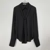 Blouses pour femmes femmes doux bureau dame hauts surdimensionnés noir blanc bleu à manches longues été nœud en mousseline de soie mode coréenne chemises 2800