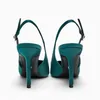 Nxy Sandals Green High Heel Slingback Pumps for Women Summer Tee Heels Office Office Lady Stiletto Shoes Elegant Heeled 230406