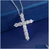 Pendants Sier Color Necklace Jewelry Women Fashion Cross Cz Crystal Zircon Stone Pendant Christmas Gift N296 Drop Delivery H Dh5S0