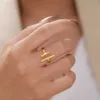 Bandringar rostfritt stål ring enkel minimalistisk stick mode par justerbara ringar för kvinnor smycken bröllop fest flickor trend presenter p230411