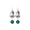 Dangle Earrings Green Jade Lotus Stone 925 Silver Gift Vintage Charm Jewelry Natural Gemstones Charms Amulet Women Chalcedony Fashion