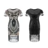 Casual Dresses 2023 1920 -tals klaffen Roaring Plus Size XXXL 20S Great Gatsby fransad paljettpärlad klänning och utsmyckad art deco