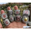 17Pcs Ohio State Buckeyes National Champion Championship Ring Set Solid Men Fan Brithday Gift Wholesale Drop Delivery Dhfgf