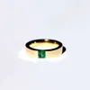 Band Rings Gorgeous Natural Gemstone Emerald Ring Gold Color Inlaid Green Zircon Rings for Men Bridal Engagement Anniversary Party Jewelry P230411