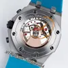 APF 42 мм 26238ST A4404 Автоматические мужские часы с хронографом Стальной корпус Черный внутренний синий текстурированный циферблат Резиновый ремешок Super Edition Puretime Эксклюзивная технология B2