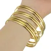 Bangle mode Romeinse stijl roestvrijstalen goudkleur minnaar bedelarmband voor vrouwen merk gouden brede manchet 7 pcset 230411