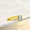 Pierścienie klastra Lesf Oval 1 Moissanite żółte złoto S925 Srebrny pierścionek Kobiet zaręczynowy biżuteria ślubna