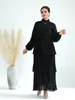 Ethnische Kleidung Eid Muslim 3 Schichten Kuchen Kleid Frauen Plissee Abaya Rollkragen Jalabiya Spitze-up Marokko Party Kleider Kaftan Vestidos lang