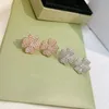 Ohrringe mit vierblättrigem Kleeblatt, natürlicher Muschel-Edelstein, vergoldet, 18 Karat, Designer für Damen, offizielle Reproduktionen von Diamantschmuck in T0P-Qualität, exquisites Geschenk 007