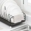 Storage Holders Racks Iron Kitchen Dish Drying Holder with Tray Tableware Shelf Plate Drainer Cabinet kitchen Organizer 230410