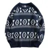 Herrtröjor Autumn Mens Sticked Jumper Hip Hop Vintage Graphic Knitwear Streetwear Harajuku Fashion Casual Pullovers Knitkläder