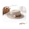 Chapeaux de soleil Blé Été Pour Femmes Plat Top St Hat Printemps Voyage Drop Livraison Dh2Tu