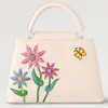 Fashion Handbag Women's Shoulder Bag Flower Pattern Metal Logo Design Tote Bag