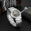 Armbandsur Relogio Masculino Men's Watch Skeleton ihåliga automatiska klockor Mekaniska armbandsur Män vattentät 316L Stål Case Clock 231110