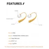 Orecchini a bottone JShine Unico minimalista in acciaio inossidabile imitazione perla a forma di arco placcato in oro 18 carati Gancio per l'orecchio Gioielli di moda