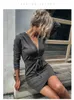 Robes décontractées 2023 Automne Sport Femme Sweat-shirt Robe à manches longues Cordon de serrage Sexy Bandage Court Femme Mode Lady Vêtements