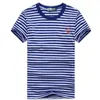 Herren T-Shirts Custom Nautical Navy Blue Kapitän und Bootsname Matrosen gestreiftes Hemd Baumwolle O-Ausschnitt Kurzarm Herren T-Shirt Breton Top