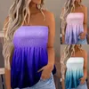 Blouses feminina feminina Bandeau tanque de moda sem mangas férias de verão solto camisa superior blusa plissada túnica de túnica elástica