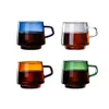 Tasses soucoupes haute température ambre tasse à café tasse monocouche Ins ménage petit déjeuner verre lait Tceacup Double arabe Set312t