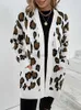 Women's Sweaters New Autumn Winter Leopard Print Cardigan Sweater Women Oversize Jacket Loose Green Thick Warm Knitted Cardigan for Women 2023 zln231111