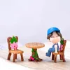 Tuindecoraties 3 stks/set Tafel Stoel Hars Ambachtelijke Micro Landschap Ornament Fee Miniatuur Terrarium Beeldje Bonsai Decoratie