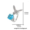 Clusterringen Europese en Amerikaanse High Definition Design damesring imitatie Santa Maria Sea Blue Treasure Hummingbird Open