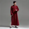 Etniska kläder kinesiska traditionella Hanfu röda tygkläder 2023 Produkter Lång bomullsmän tangstil Utökad version mjuk