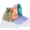 Мешочки для ювелирных изделий, сумки 7X9 см, 9X12 см, 10X15 см, 13X18 см, много цветов, мини-мешочек, джутовая сумка, льняная подарочная сумка для ювелирных изделий, сумки на шнурках для Weddi Dhgarden Dhxdn