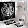 Zasłony prysznicowe Tiger Lopard Animals Drukowanie Zestaw zasłony poliester w łazience dywaniki dywanowe dywany toaletowe dekoracje domu267f