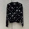 23ss FW Women Sweaters Knits Designer Tops With Letter Print Beads Cashmere Milan Runway Designer Crop Top Shirt High End Elasticity Pullover Jumper Outwear Tee