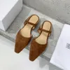 Designer slippers ladies mule sandals toteme dress shoes summer fashion sheepskin small square head flat bottom boat shoes outdoor platform office casual slippers