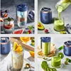 Juicers 6 Blades Portable Juicer Cup Fruit Juice Cup Automatic USB Smoothie Blender Ice CrushCup Mini Electric Juicer Rechargeable Mixer P230407
