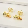 Stud ANDYWEN 100% 925 Sterling Silver Mini Stud Earring Colorful Rainbow CZ Zircon Round Climber Fine Jewelry Luxury 230410