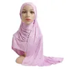 Abbigliamento etnico Foulard musulmano Perla Cotone mercerizzato Perle di perline complete Scialle lungo islamico Hijab Turbanti arabi malesi per le donne