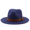 54-57-59-60CM Natural Panama Soft Straw Hat with Brown Belt Summer Women Men Wide Brim Beach Sun Cap UV Protection Fedora Hat