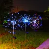 Lâmpada de fogos de artifício solar à prova d'água LED para exterior montada no chão dente de leão luzes decorativas de Natal decoração de festa de ano novo fabricada na China