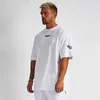 Herr t-shirts sommar streetwear casual loose herrar t-shirt bomull besättning hals tryckt kort ärm topp jogger gym träning mode aktivt kläder 3m411