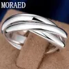 Anéis de banda 925 STERLING PRATA TRÊS Círculos Anéis para Mulheres Moda noivado de Charm Jóias Presente P230411