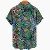 Camicie casual da uomo Camicia hawaiana a maniche corte da uomo Moda estiva Tatuaggio animale Tendenza casual Camicia versatile con stampa leopardata allentata 230410