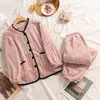 Dames Nachtkleding Dames Zachte Huiskleding Losse Pyjama 2 Stuks Coral Fleece Pyjama Pak Loungewear Flanel Nachtkleding Warme Winter