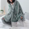 Blankets Super Soft Winter Warm TV Pocket Hooded Sofa Cozy Lazy Blanket Sweatshirt Solid Plush Coral Fleece Outwears