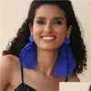 Boucles d'oreilles bleues exagérées à la mode, cadeaux de vacances à longue frange de haute qualité pour livraison directe Dhvro