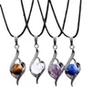 Pendant Necklaces 10pcs Elegant Drop Shape Natural Stone Opal Rose Quartzs Crystal Tiger Eye Obsidian Charms For Jewelry Making