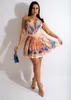 2023 Strspless Two Piece Dresses Women Sexy Bandage Top and Mini Skirt Sets Outfits Free Ship