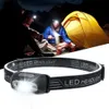 Hoofdlampen Mini LED koplamp USB Oplaadbare koplampgolfsensor Hoofd Zaklamp buiten Household lamp voor kamperen Hiking Emergency Fish P230411