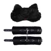 Jouets pour adultes SM Menottes réglables en cuir PU Masques pour les yeux en peluche Restrictions Bondage Sex pour adultes Accessoires de jeux 230411