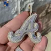 High quality pass diamond tester silver letter 26 initial A B C D iced out custom moissanite pendant