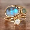 anillo de oro opal redondo