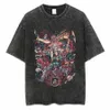 T-shirts pour hommes Anime Washed Tshirt Demon Slayer T-shirt Nezuko Tanjirou T-shirt surdimensionné 100 coton T-shirts à manches courtes Summer Black Top 230710 b1W3 #