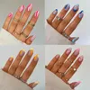 Faux ongles 24 pièces/boîte presse sur couverture complète outil de manucure pointes d'ongles français court Ellipse fausse amande portable